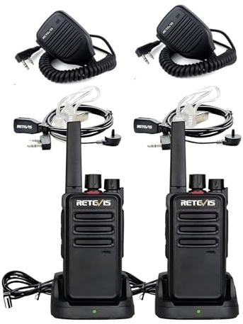 Retevis RT668 PMR Funkgerät Set (2er-Pack) Lizenzfrei mit Headset & VOX, Robustes Handfunkgerät für Erwachsene, große Reichweite für Camping & Wandern inkl. 2-Pin Profi Lautsprechermikrofon