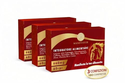 Integratore Termogenico 180 Compresse con Ribolife®, Garcinia Cambogia, Glucomannano e Bromelina – Metabolismo Energetico 3 Confezioni