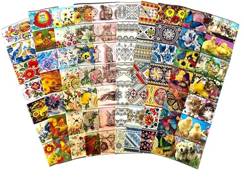 Artigianato ucraino – Set di uova di Pasqua – pellicola sufficiente per 70 uova. Diversi motivi. Fiori. Bambini, animali. (21,6,9,12,16,17,19,20,23,26)