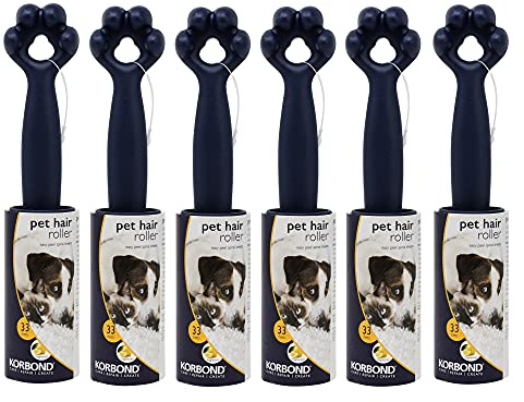 Korbond Pet Lint Rollers - 6 Pack Lint Remover Rollers - 198 Sticky CITRUS SCENTED Sheets– for ALL FABRIC TYPES- Removes Pet Hair & Fluff -NO RESIDUE