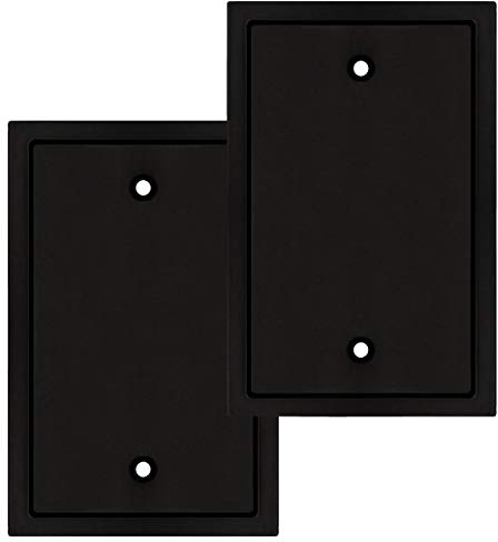 Henne Bery Modern Edge Switch Plate Wall Plate Outlet Cover, Durable Solid Zinc Alloy (Single Blank 2PK, Matte Black)