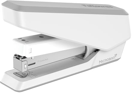 Fellowes Grapadora LX850 EasyPress™, de carga completa, con Protección Microban, capacidad para 25 hojas, compatible con grapas de 24/6mm y 26/6mm, color blanco