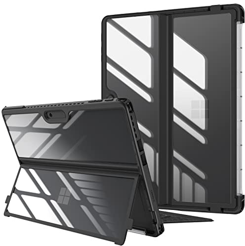 Fintie Hülle für 13 Zoll Microsoft Surface Pro 11 (2024) / Surface Pro 10 / Surface Pro 9 Case, Stoßfeste Robuste Hartschalen Schutzhülle mit Original Ständer, Type Cover Kompatibel, Schwarz