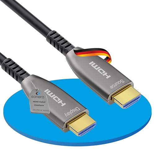 Sonero® Cable 8K-HDMI 2.1, cable híbrido de fibra óptica, resolución hasta 8K 60 Hz (7680 x 4320) / 4K 120Hz (3840 × 2160), soporte HDCP 2.2, antracita, 10 metros