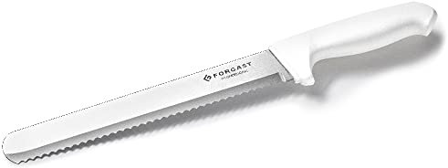 Forgast, Coltelli da Cucina Professionale, Coltello Pane Torte, Coltello Pasticceria, Lunghezza 25 cm, Coltelli da Tavola, Coltello da Chef, Lavabile in Lavastoviglie, Bianco