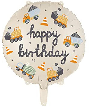 Palloncino in pellicola, Happy Birthday, per cantiere, compleanno, ragazzo, 35 cm