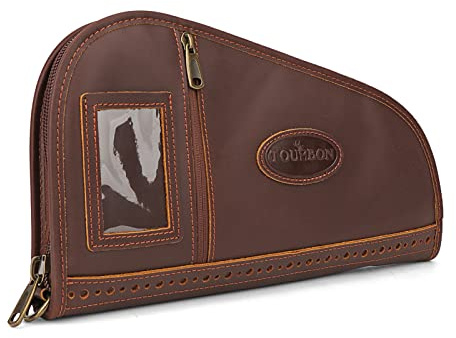 Genuine Leather Pistol Case Soft Padded Zipper Handgun Bag for Shooting