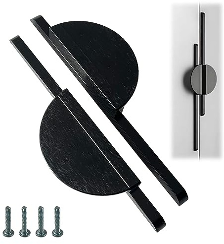 Fayemint 2 Pièces Poignées D'armoire Noires en Demi-Cercle, 160mm Poignée Meuble Noir, Poignées Cuisine Noir, avec Vis, pour Cuisine, Armoire, Commode, Penderie