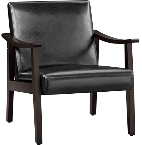 Yaheetech Relaxsessel Retro Loungesessel Polsterstuhl Fernsehsessel Lesesessel Einzelsofa bis 136 kg Belastbar für Wohnzimmer/Empfangsraum/Heimkino/Schlafzimmer Schwarz