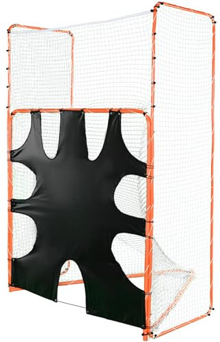 VEVOR But de Crosse 3-en-1 avec Filet Pare-Ballons et Rebondisseur Cage de Lacrosse 3,6x2,8 m Configuration Facile Équipements d’Entraînement dans l’Arrière-Cour Jardin Parc Extérieur pour Jeunes