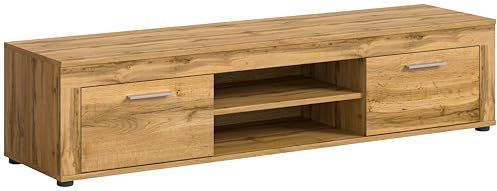 xonox.home Wohnzimmer Jam Lowboard TV-Board Wohnzimmerboard Medienmöbel TV-Bank TV-Schrank in Wotan Eiche Nb., ca.160x37x40 cm