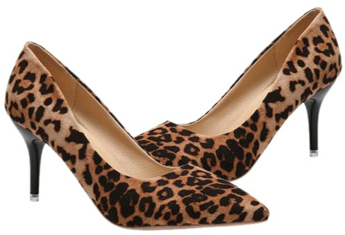 VALICLUD 1paio Pumps Donna Leopardate con Eleganti Scarpe da Cerimonia con Punta Affusolata per Feste e Occasioni Speciali