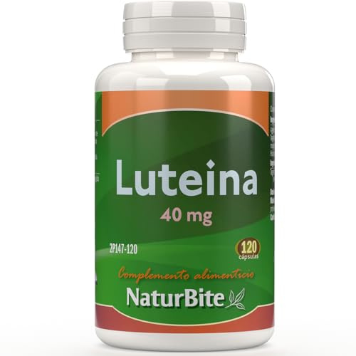 NaturBite - Luteína 40mg | 120 Cápsulas | Propiedades Antioxidantes, Tratamiento para la Salud de los Ojos. Fortalece el Tejido Ocular y la Retina