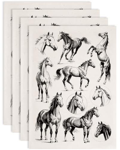 SUPERDANT 4 piezas caballos bajo vidriado transferencias para cerámica animal transferencia pegatinas de cerámica bajo esmalte transferencias para cerámica sobre esmalte pegatinas de deslizamiento de