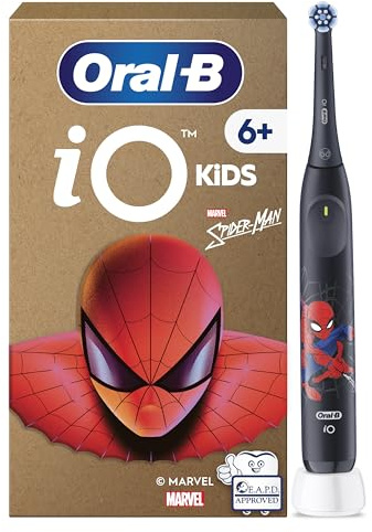 Oral-B iO Kids Marvel Spiderman Electric Toothbrush, 1 Toothbrush Head, 1 Travel Case, 3 Modes with Kid-Friendly Sensitive Mode, 2-Min Music Timer, for Ages 6+