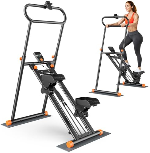 Fostoy Stair Stepper for Home Gym, Foldable Stepper Machine with Adjustable Resistance & Height, Stair Climber Exercise Steppers for Legs, Glutes & Core Workout (Stair Stepper)