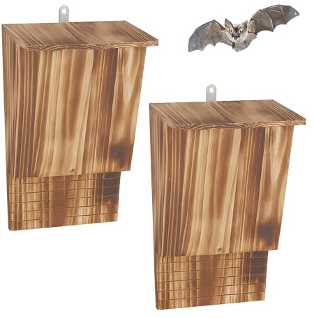 Relaxdays Caja para murciélagos, 2 refugios, Abeto Flameado, Hotel Natural, 34 x 22.5 x 12.5 cm
