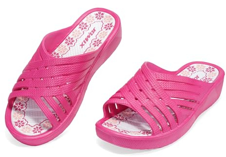 JOMIX Claquettes Femme Mules été en EVA Sandales Compensées Semelle Épaisse Imperméable Chaussons de Bain pour Plage Piscine, WES260220, Fuchsia, 37 EU