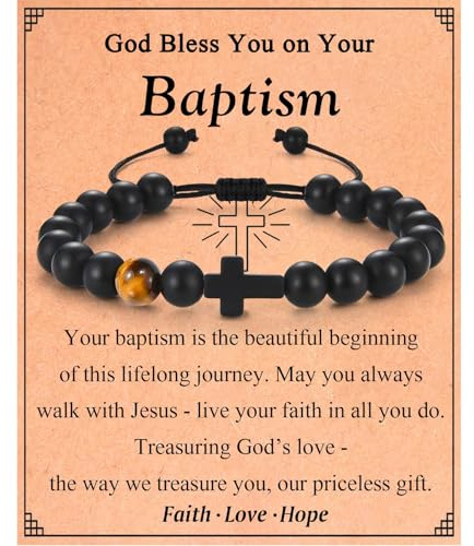 EPVID Baptism Gifts for Boys, Cross Beads Bracelet