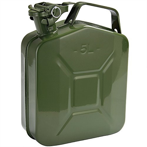 MONZANA® 5 Litre Metal Fuel Canister | 0.9mm Thick Steel Jerry Can | Leak-Proof Safety Lock | UN-Approved Transport Container | Petrol Diesel Oil Water | Corrosion Resistant Storage | Green