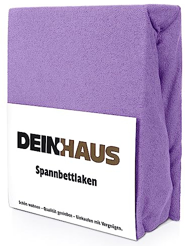 dh dein. haus Drap housse en tissu éponge, coton, Coton, Violet, 160 x 200 cm