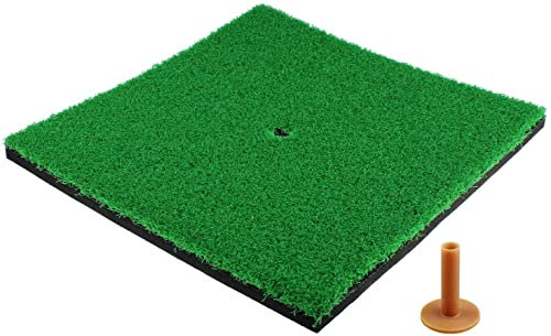 CRESTGOLF Golf-Schlagmatten SBR-Golfmatten für den Innen- und Außenbereich mit Gummi-T-Stückhalter für Driving Range-Übungen, Gartengebrauch - Grün, 12 x 12 Zoll (langes Gras)