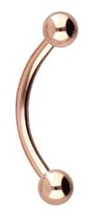 PIERCINGLINE Piercing de acero quirúrgico con forma de plátano | 2 bolas | barra curvada para cejas, pecho íntimo, oreja, etc. | tamaños y colores a elegir, 5 mm x 3 mm