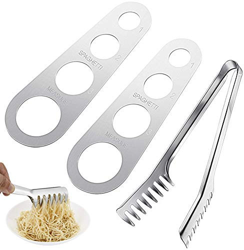 GOODGDN 3 Stück Spaghetti-Messwerkzeug, Edelstahl, Spaghetti-Zangen, Gadgets zur Kontrolle der Portion von Nudeln mit 4 Löchern für Nudeln, Pasta-Service