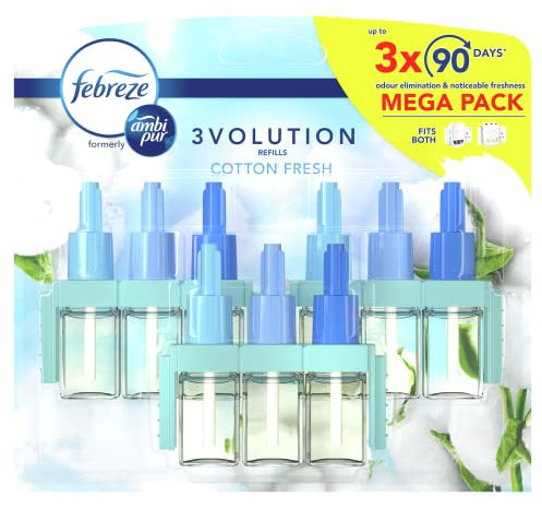Febreze 3Volution Lufterfrischer-Nachfüllpack, 60 ml, Cotton Fresh, 3 alternative Düfte zur Geruchsbeseitigung weiß
