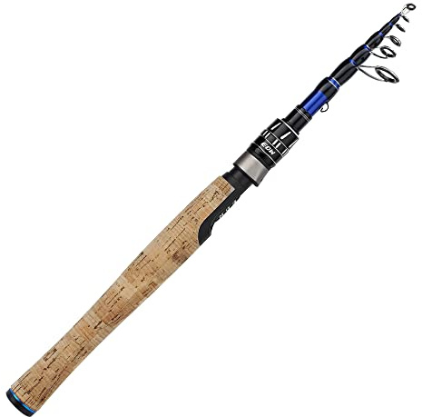 Eow XPEDITE PRO Tragbare Teleskop-Angelruten zum Werfen und Spinnen, 24T Carbon-Rohlinge & solide Carbon-Spitze, Korkgriff, Reiserute, Kurze zusammenklappbare Ruten