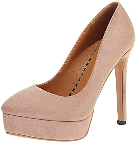 Décolleté Donna, Scarpe Tacco a Spillo Eleganti Scarpe da Sera Tacco Alto Appuntito Scarpe da Festa con Plateau Solid Apricot Numero 40 EU