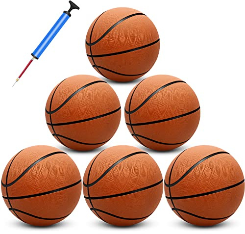 6 Pack 29.5 Official Size 7 Basketball Balls Inflatable with Pump for Men and Women for Outdoor, Indoor or Training, Mens Adult Basketball