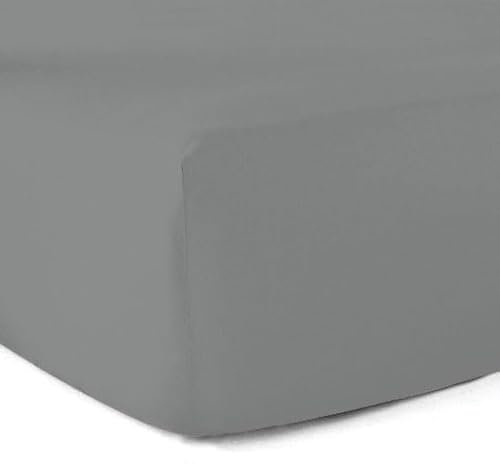 Drap-Housse 100% Coton 57 Fils - Gris - 140 x 190 cm - Bonnet 30 cm