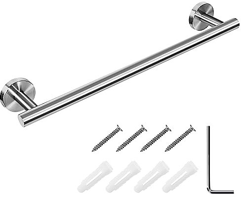 Newellsail Porte-Serviettes Mural Montage à Vis en Acier Inoxydable 304 Finition Brossée Petit Barres Porte-Serviettes pour Salle de Bain et Cuisine 40cm (Argenté Brossé)