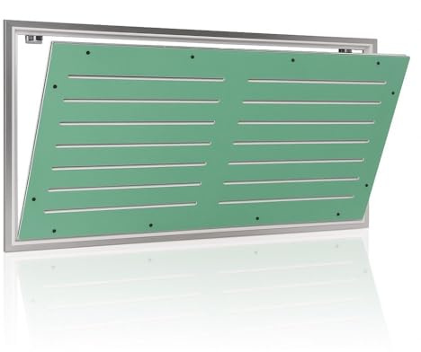 Botola di Ispezione in Cartongesso (100x60) Idrofugo 12,5 mm con Asole Aerazione 10 mm, Sportello Removibile Push-Pull, Telaio Alluminio, Stuccabile e Pitturabile, per Parete e Controsoffitto