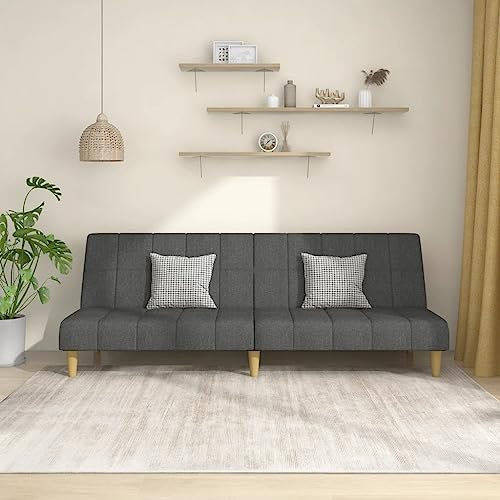 CIADAZ 2-sits bäddsoffa mörkgrått tyg, vardagsrumssoffor, relaxsoffa - 375827