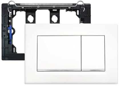 Empyreal placca con attivatori di scarico e telaio di montaggio, adatta per Geberit Sigma 30, UP320 e 300, ricambio per le placche di azionamento, doppio scarico, 1 pezzo.(Bianco&Bordo Argentato)