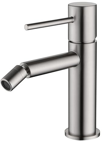 MICE - Grifo de bide - Monomando de griferia para WC agua Fria/Caliente - Griferia de baño para bidet color Niquel Cepillado