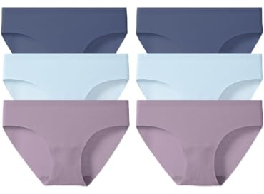 Subucula 6 Bragas Classic Invisibles - Seamless de Corte Laser - Ultra Suaves, Sin Costuras ni Marcas. (FR/ES, Letras, M, Regular, Regular, Poliamida80%-Azul)