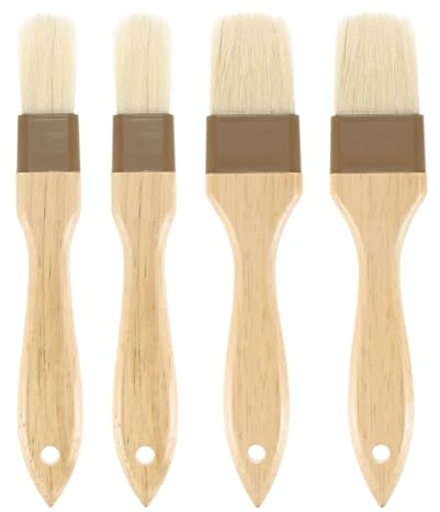 M METERXITY 2 Pennelli Da Pasticceria, Manico In Legno Setole Naturali Per Spennellare Barbecue Olio Cucina/Cottura/Griglia [1 & 1.6 Pollici]