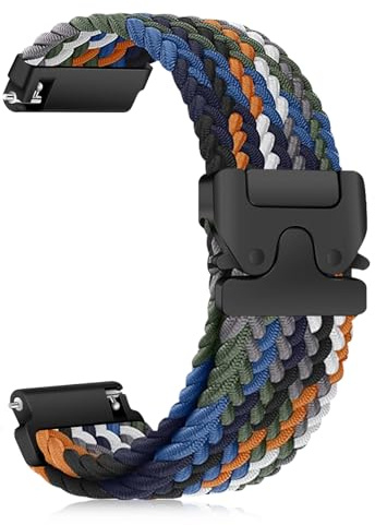 CiimWaa Vävda klockband 18 mm/20 mm/22 mm, flätat nylonarmband fallskärmsspänne remmar, töjbara sportband ersättning kompatibel med Huawei/Garmin/Ticwatch [18 mm kamouflage]