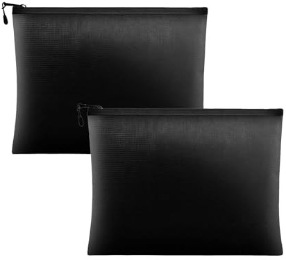 2Pcs Fireproof Document Bag, Heat Resistant Money Pouch for Safe Storage of Documents/Cash/Passport/Jewelry and Other Valuables, Black (5 x 8 inch)