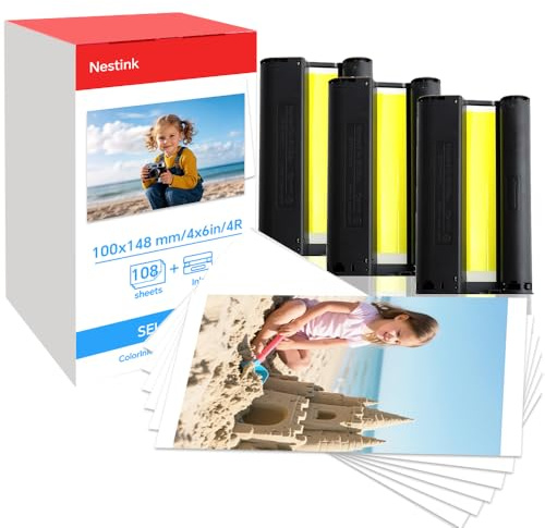 Nestink Set di cartucce d'inchiostro e carta fotografica di ricambio per Canon Selphy CP1500 per stampanti Selphy CP1300 CP1200 CP1000 CP790 CP810 CP910 CP 3115B001 (AA) 3 cartucce d'inchiostro a
