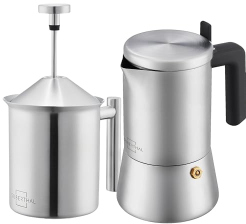 SILBERTHAL Set moka 300ml y espumador de leche - Inducción y gas - Inox