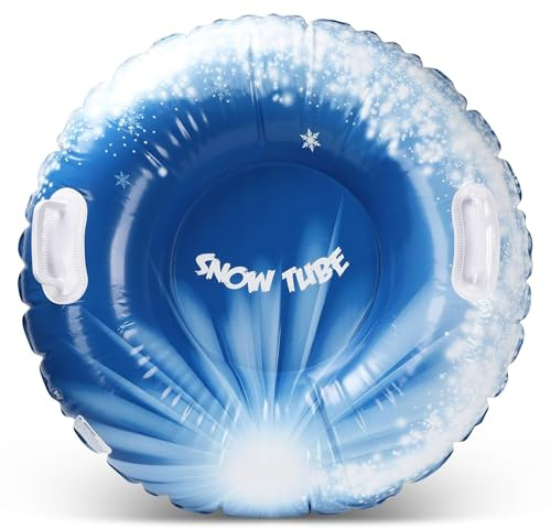 Luge Gonflable, 90 CM Traîneau à Neige, Luge Gonflable Neige avec Poignées, Tube à Neige Gonflable pour Adulte et Enfant, Activités de Plein Air, Ski, Hiver