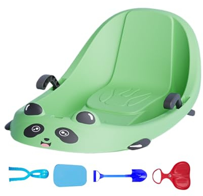 Nujuehy Snow Sled,Winter Sport with Backrest | Toboggan Snow Sled Built-in Brake,for Cold Weather Snowy Hills Park Backyard Playground Children