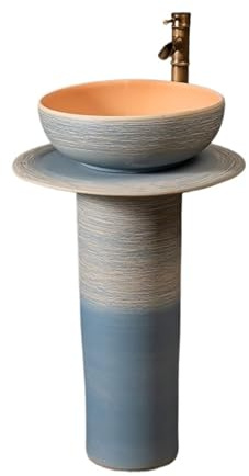 Lavandino su piedistallo Lavandino da bagno in ceramica con rubinetto e scarico for balcone hotel