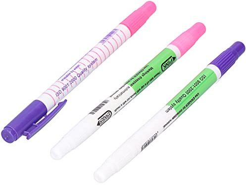 Tbest 3 St Tygmarkörspennor Dubbeltippade Permanenta Markörer för Kläder Stitch Keramiskt Glas Plast Lösligt Vibrerande Färger Konsthantverk DIY