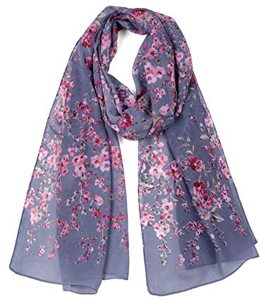 uxcell Long Chiffon Plage Écharpe Soie Écharpes Floral Écharpes Femmes Un jean bleu 63x20