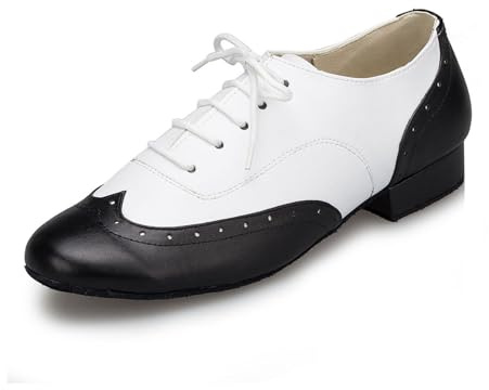 SWDZM Zapatos De Baile De Salón De Cuero Estándar De Los Hombres De La Práctica De Tacón Bajo,Modello L147